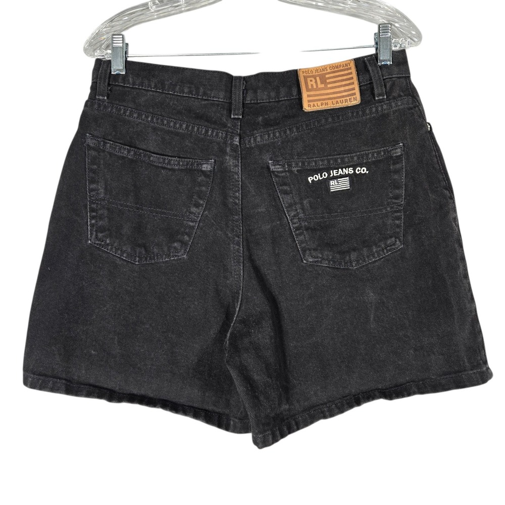 Polo Jeans Co Ralph Lauren Denim Shorts Womens 12 Black High Rise Mom Vtg Y2K
